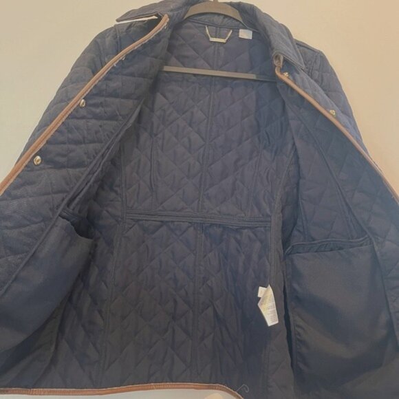 Chico’s Women’s Quilted Lightweight Navy Blue Jacket Size 0 4/6 Small Preppy - Picture 6 of 14